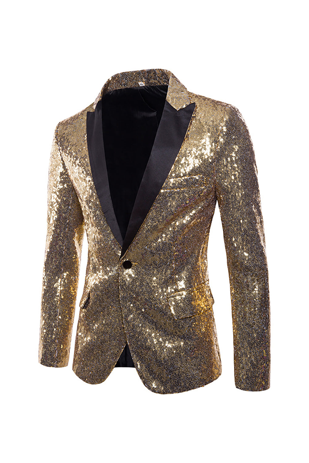 Sparkly Gold Notched Lapel Prom Blazer