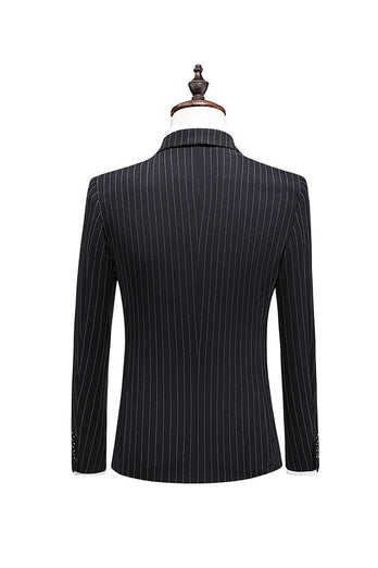 Grey Pinstripe Notched Lapel Men's 2 Pieces Suits