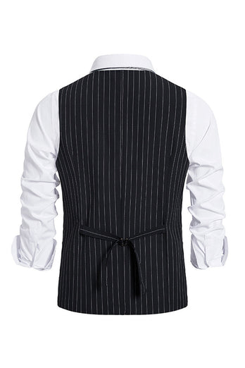 Single Breasted Slim Fit Striped Men's Suit Vest