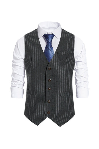 Single Breasted Slim Fit Striped Men's Suit Vest