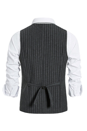 Single Breasted Slim Fit Striped Men's Suit Vest