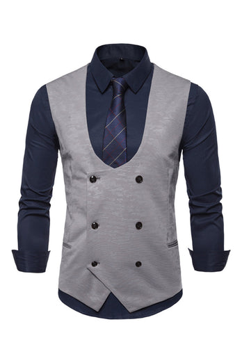 U Neck Double Breasted Men's Suit Vest