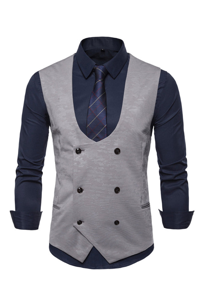 Load image into Gallery viewer, U Neck Double Breasted Men&#39;s Suit Vest