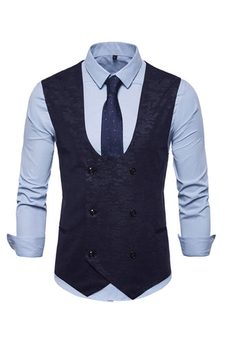 U Neck Double Breasted Men's Suit Vest