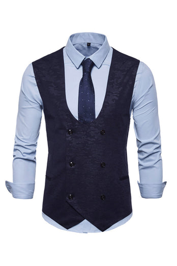 U Neck Double Breasted Men's Suit Vest