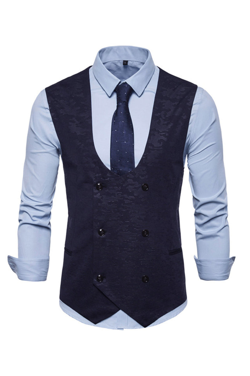 Load image into Gallery viewer, U Neck Double Breasted Men&#39;s Suit Vest