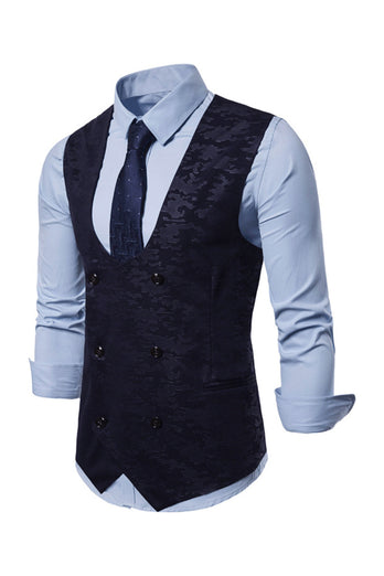 U Neck Double Breasted Men's Suit Vest