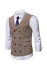 Load image into Gallery viewer, Shawl Neck Trim Double Breasted Coffee Men&#39;s Suit Vest