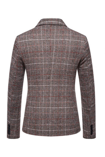 Brown Grid Business Blazer for Men