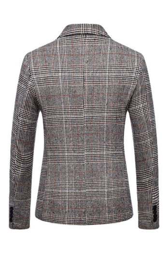 Brown Grid Business Blazer for Men