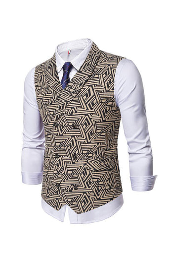 Shawl Collar Double Breasted Slim Fit Light Brown Men's Suit Vest