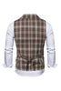 Load image into Gallery viewer, Lapel Collar Double Breasted Casual Coffee Men&#39;s Suit Check Vest