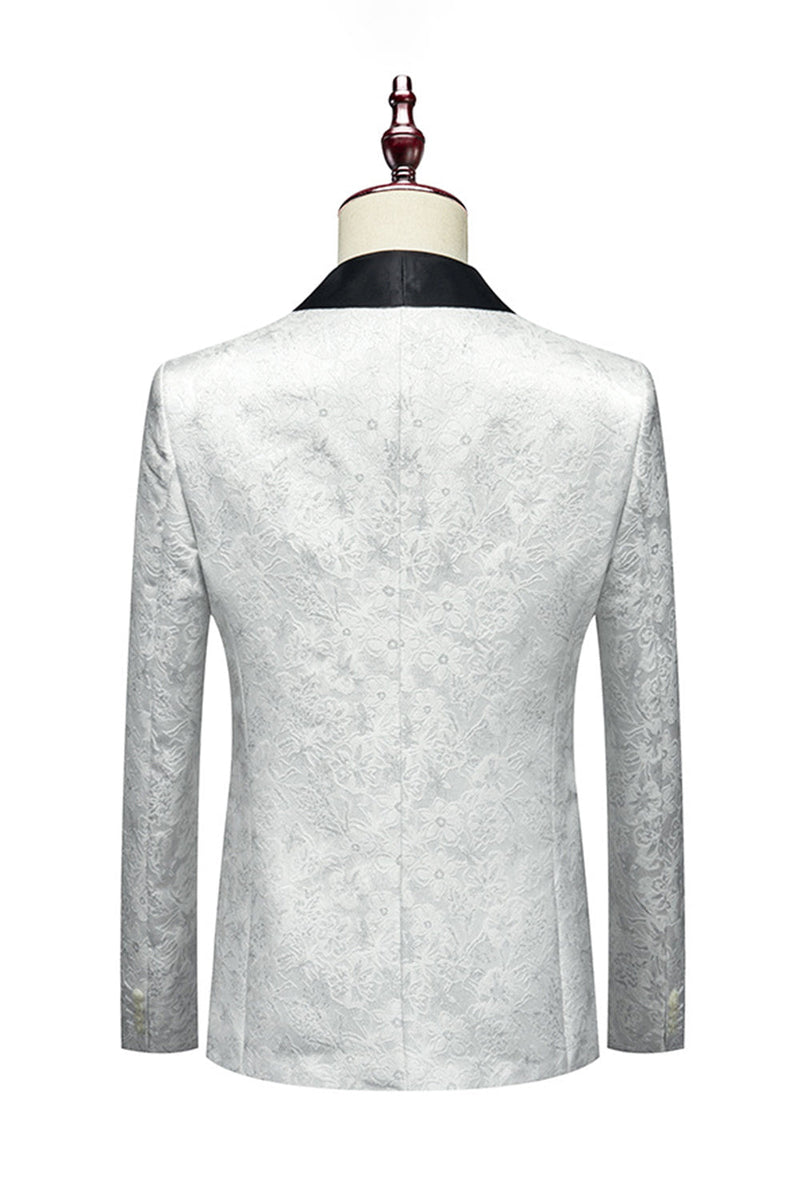 Load image into Gallery viewer, White Jacquard Shawl Lapel 3 Pieces Men&#39;s Suits