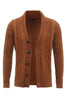 Load image into Gallery viewer, Brown Cable Knitted Long Sleeves Men&#39;s Cardigan Sweater