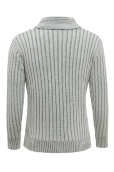 Grey Stand Collar Men's Pullover Sweater