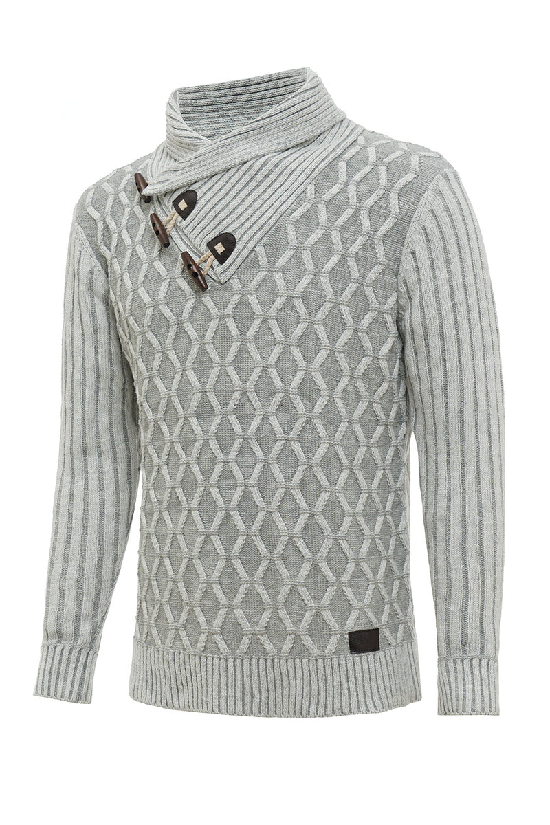 Load image into Gallery viewer, Grey Stand Collar Men&#39;s Pullover Sweater