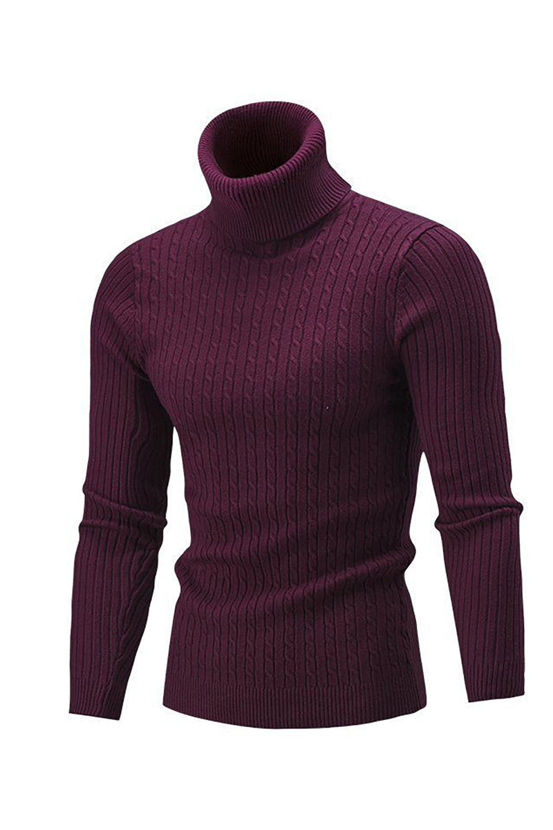 Load image into Gallery viewer, Navy Men&#39;s Slim Fit Turtleneck Casual Twisted Knitted Pullover Sweaters