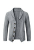 Load image into Gallery viewer, Grey Men&#39;s Casual Shawl Lapel Cardigan Button Down Cable Knitted Sweater