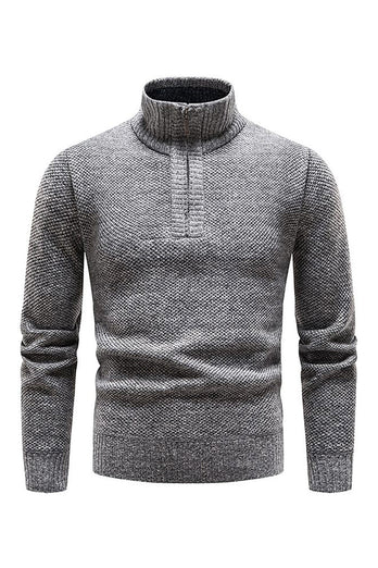 Burgundy Men's Casual Stand Collar Sweater