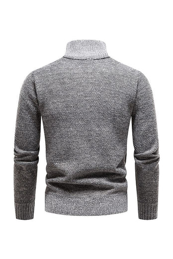 Burgundy Men's Casual Stand Collar Sweater