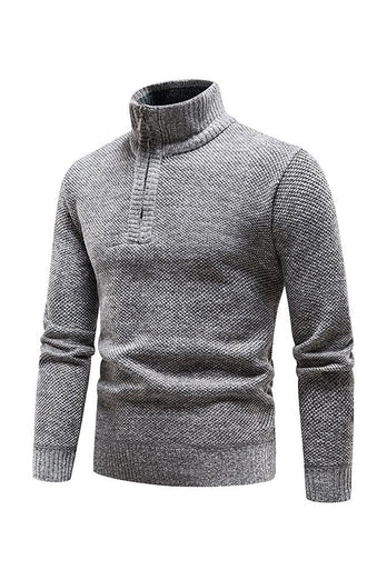 Burgundy Men's Casual Stand Collar Sweater