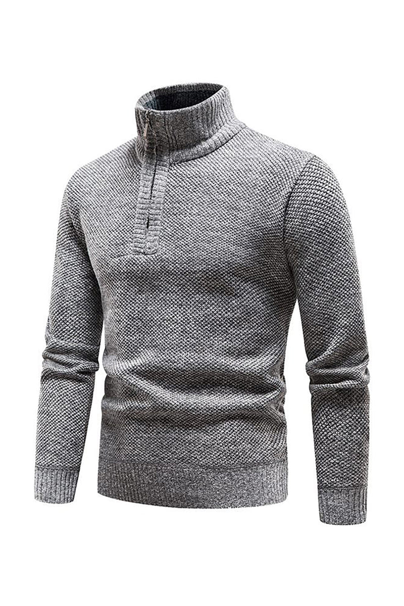 Load image into Gallery viewer, Burgundy Men&#39;s Casual Stand Collar Sweater