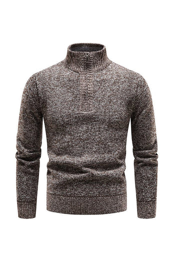 Burgundy Men's Casual Stand Collar Sweater