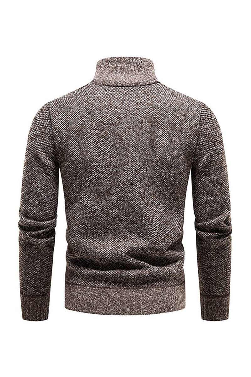 Load image into Gallery viewer, Burgundy Men&#39;s Casual Stand Collar Sweater