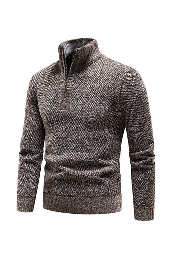 Burgundy Men's Casual Stand Collar Sweater