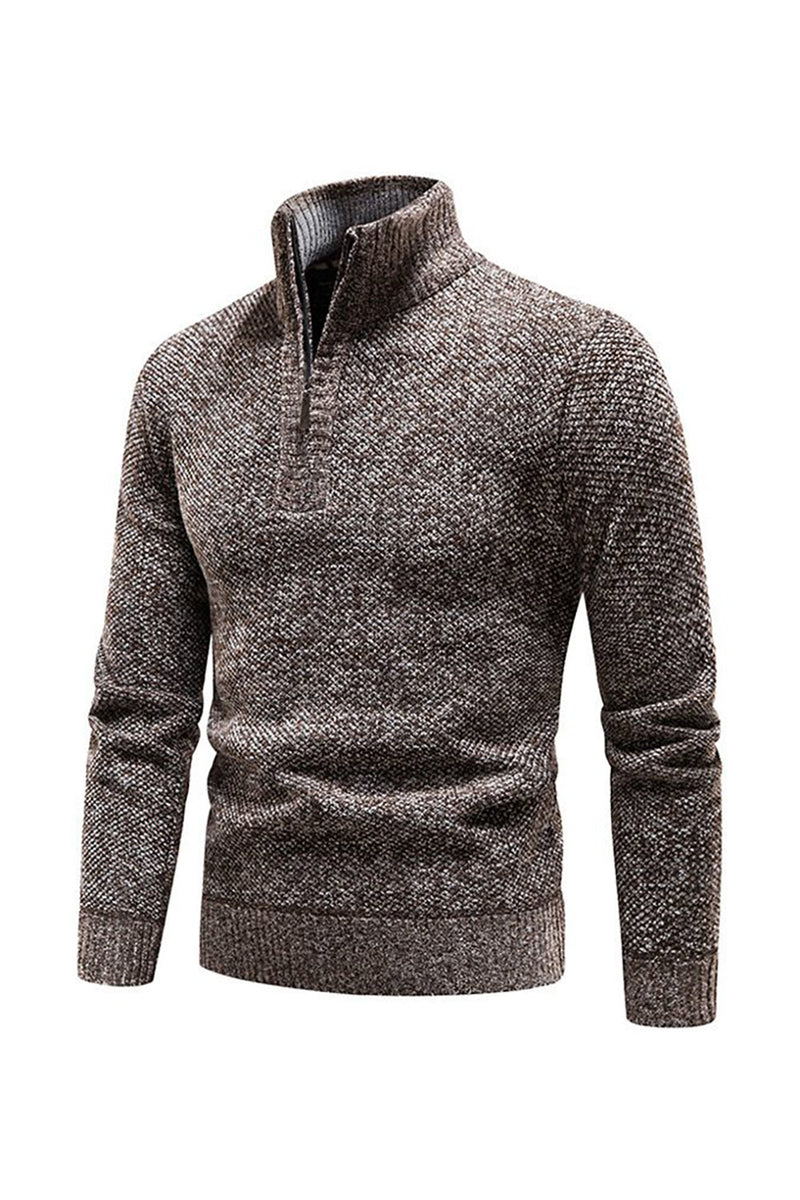 Load image into Gallery viewer, Burgundy Men&#39;s Casual Stand Collar Sweater