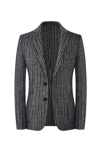 Black Slim Fit PinStriped Single Breasted Men's Blazer