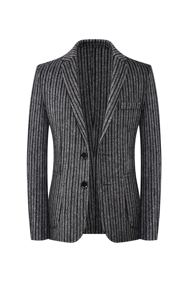 Load image into Gallery viewer, Black Slim Fit PinStriped Single Breasted Men&#39;s Blazer