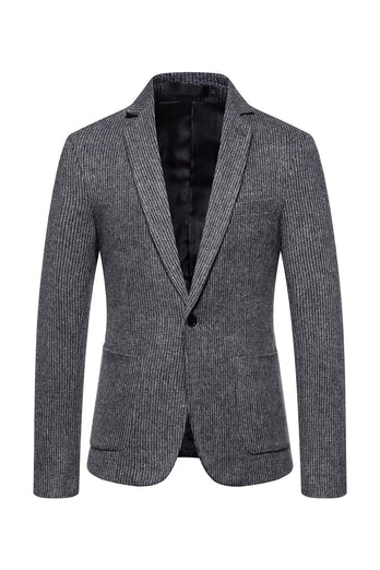 Khaki Tweed One Button Notched Lapel Men's Blazer