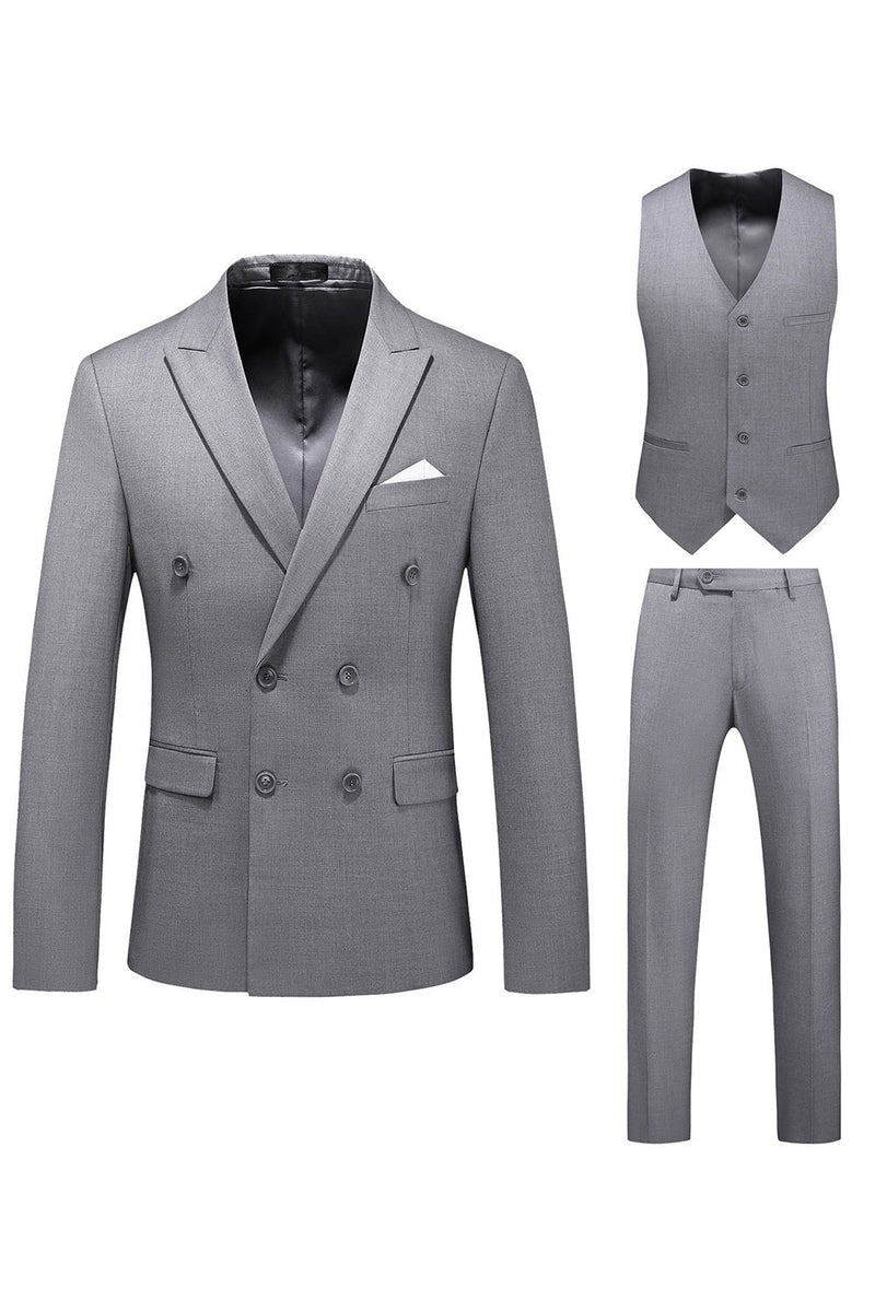 Load image into Gallery viewer, Khaki Double Breasted Notched Lapel 3 Piece Men&#39;s Suits