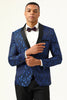 Load image into Gallery viewer, One Button Red Shawl Lapel Jacquard Men&#39;s Prom Blazer