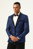 Load image into Gallery viewer, One Button Blue Shawl Lapel Jacquard Men&#39;s Prom Blazer