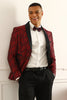 Load image into Gallery viewer, One Button Red Shawl Lapel Jacquard Men&#39;s Prom Blazer