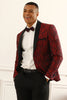 Load image into Gallery viewer, One Button White Shawl Lapel Jacquard Men&#39;s Prom Blazer