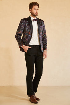 Black Jacquard Shawl Lapel One Button Men's Prom Blazer