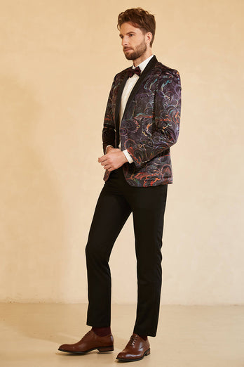 Black Jacquard Shawl Lapel One Button Men's Prom Blazer