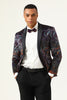 Load image into Gallery viewer, One Button Black Jacquard Shawl Lapel Men&#39;s Prom Blazer