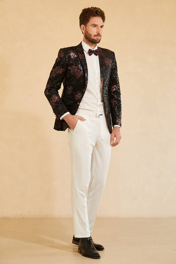 Single-Breasted Two-Button Printed Men's Blazer