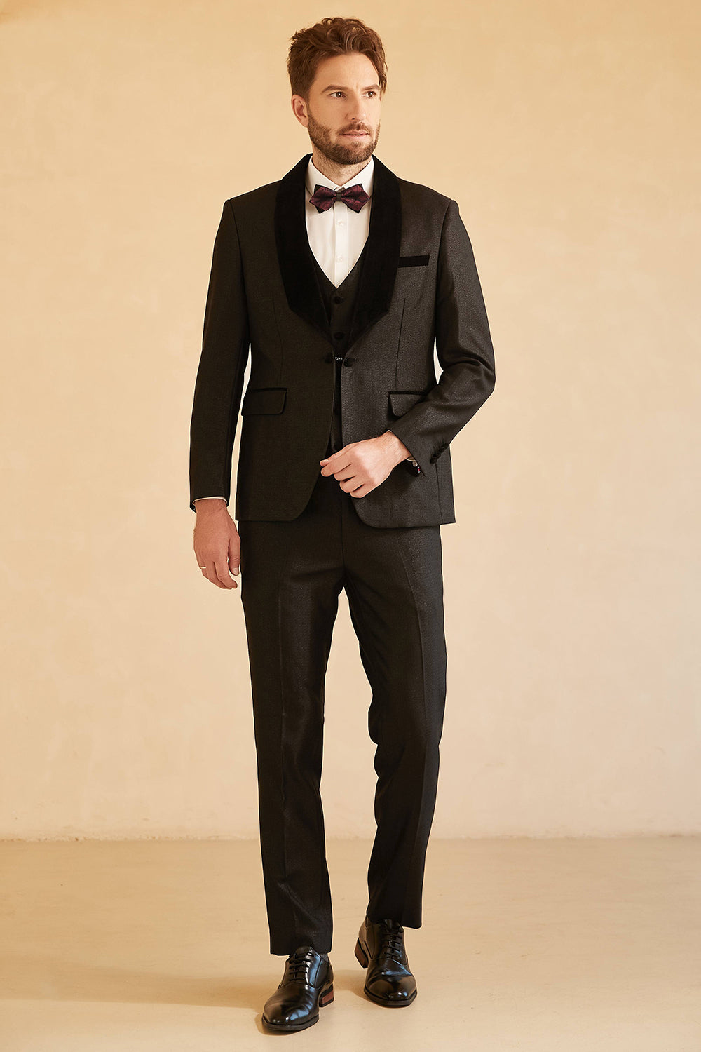 Shawl Lapel One Button Black Wedding Suits For Men