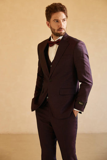 Notched Lapel Single Button Wedding Suit