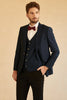 Load image into Gallery viewer, Peak Lapel Navy Men Wedding Suit