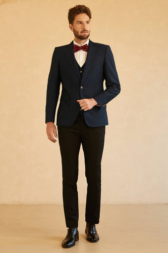 Peak Lapel Navy Men Wedding Suit