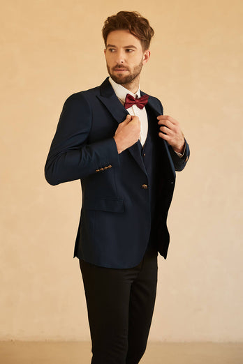 Peak Lapel Navy Men Wedding Suit