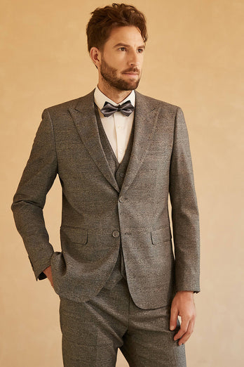 Grey Peak Lapel Men Wedding Suit