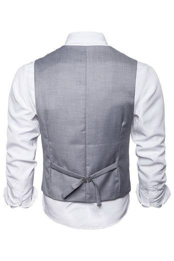 Shawl Neck Blue Double Breasted Men's Vest