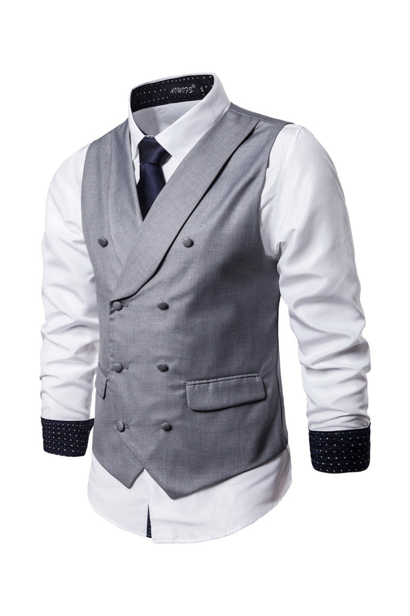 Load image into Gallery viewer, Shawl Neck Blue Double Breasted Men&#39;s Vest